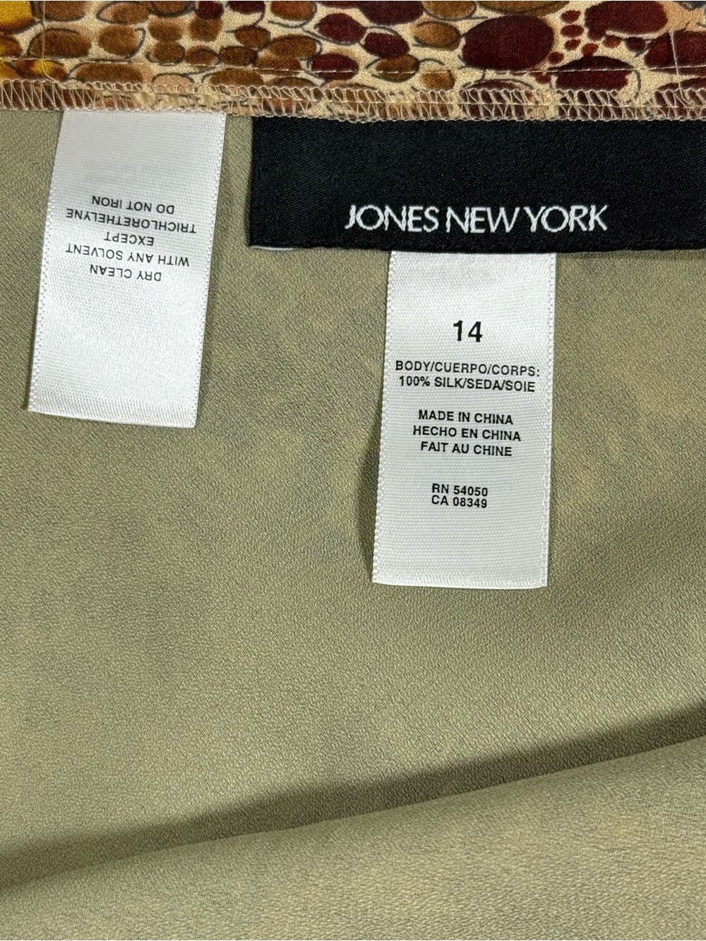 Jones New York 100% Silk Midi Skirt Sz 14 Earth Tone Snake Print Boho Flowy NWT - Picture 6 of 7